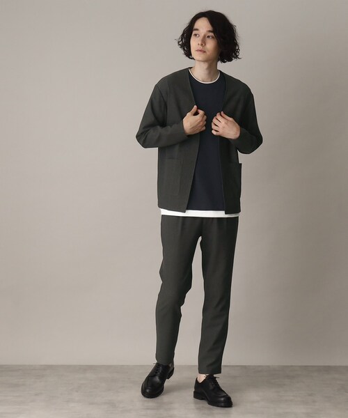 THE SHOP TK (ザ ショップ ティーケー )の「◆【セットアップ対応可/吸水速乾/イージーケア】シャリルジャージノーカラーカーディガン(カーディガン/ボレロ・メンズ・ネイビー/ブラウン系/チャコールグレー・02/03/04)」の15枚目の写真