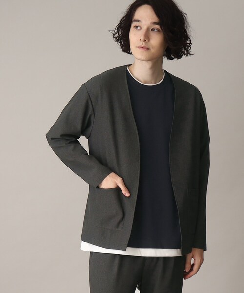 THE SHOP TK (ザ ショップ ティーケー )の「◆【セットアップ対応可/吸水速乾/イージーケア】シャリルジャージノーカラーカーディガン(カーディガン/ボレロ・メンズ・ネイビー/ブラウン系/チャコールグレー・02/03/04)」の18枚目の写真
