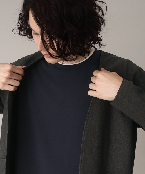 THE SHOP TK (ザ ショップ ティーケー )の「◆【セットアップ対応可/吸水速乾/イージーケア】シャリルジャージノーカラーカーディガン(カーディガン/ボレロ・メンズ・ネイビー/ブラウン系/チャコールグレー・02/03/04)」の19枚目の写真