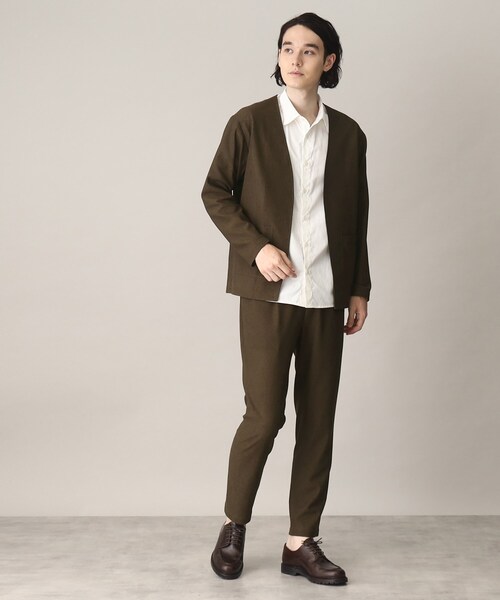 THE SHOP TK (ザ ショップ ティーケー )の「◆【セットアップ対応可/吸水速乾/イージーケア】シャリルジャージノーカラーカーディガン(カーディガン/ボレロ・メンズ・ネイビー/ブラウン系/チャコールグレー・02/03/04)」の21枚目の写真