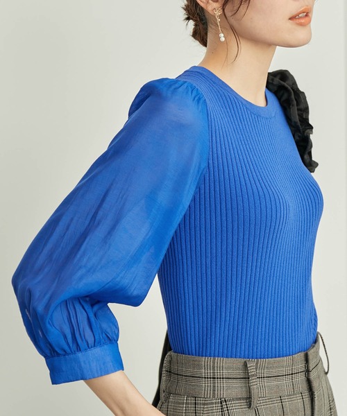 ROPE' PICNIC（ロペピクニック）の「シアースリーブニットプルオーバー（ニット/セーター・レディース・ブラック/ベージュ/グレー/ブルー・38）」の4枚目の写真