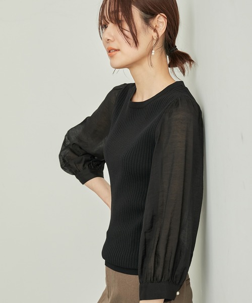 ROPE' PICNIC（ロペピクニック）の「シアースリーブニットプルオーバー（ニット/セーター・レディース・ブラック/ベージュ/グレー/ブルー・38）」の6枚目の写真