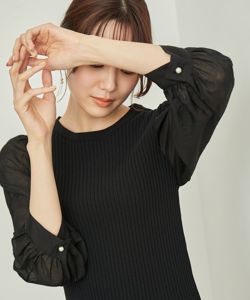 ROPE' PICNIC（ロペピクニック）の「シアースリーブニットプルオーバー（ニット/セーター・レディース・ブラック/ベージュ/グレー/ブルー・38）」の8枚目の写真