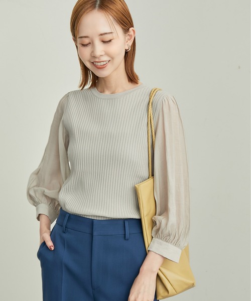 ROPE' PICNIC（ロペピクニック）の「シアースリーブニットプルオーバー（ニット/セーター・レディース・ブラック/ベージュ/グレー/ブルー・38）」の11枚目の写真