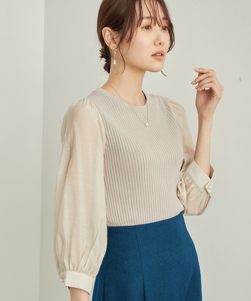 ROPE' PICNIC（ロペピクニック）の「シアースリーブニットプルオーバー（ニット/セーター・レディース・ブラック/ベージュ/グレー/ブルー・38）」の14枚目の写真