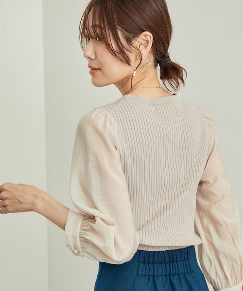 ROPE' PICNIC（ロペピクニック）の「シアースリーブニットプルオーバー（ニット/セーター・レディース・ブラック/ベージュ/グレー/ブルー・38）」の15枚目の写真