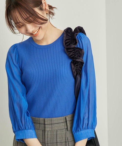 ROPE' PICNIC（ロペピクニック）の「シアースリーブニットプルオーバー（ニット/セーター・レディース・ブラック/ベージュ/グレー/ブルー・38）」の19枚目の写真