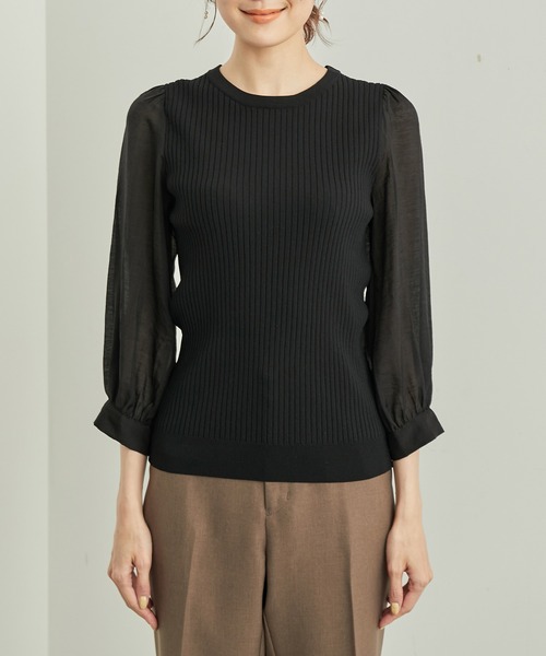 ROPE' PICNIC（ロペピクニック）の「シアースリーブニットプルオーバー（ニット/セーター・レディース・ブラック/ベージュ/グレー/ブルー・38）」の20枚目の写真