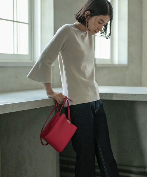 OPAQUE.CLIP（オペークドットクリップ）の「◆フレアスリーブコットンニット【UVケア/洗濯機洗い可】（ニット/セーター・レディース・ボルドー/ブルー/ブラック/ライトグレー・40/38/36）」の9枚目の写真