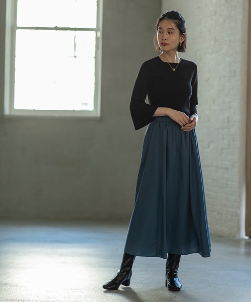 OPAQUE.CLIP（オペークドットクリップ）の「◆フレアスリーブコットンニット【UVケア/洗濯機洗い可】（ニット/セーター・レディース・ボルドー/ブルー/ブラック/ライトグレー・40/38/36）」の15枚目の写真