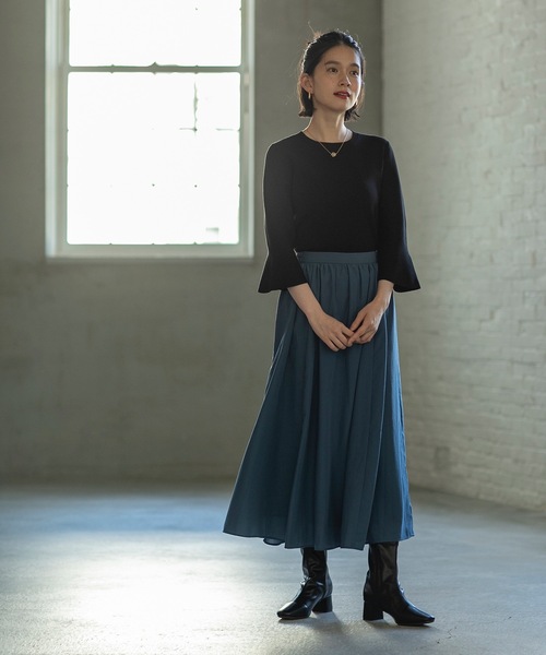 OPAQUE.CLIP（オペークドットクリップ）の「◆フレアスリーブコットンニット【UVケア/洗濯機洗い可】（ニット/セーター・レディース・ボルドー/ブルー/ブラック/ライトグレー・40/38/36）」の16枚目の写真