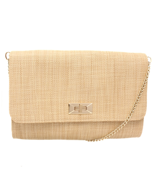 AZUL by moussy(アズールバイマウジー)の「立体スクエアPPクラッチバッグ(ショルダーバッグ・レディース・ベージュ系その他/ベージュ/ネイビー・FREE)」の1枚目の写真