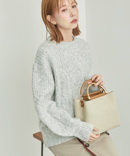 ROPE' PICNIC（ロペピクニック）の「リンクコーデ /エアリーヤーンケーブルニットプルオーバー（ニット/セーター・レディース・ネイビー/ライトグレー/レッド/ブルー・38）」の2枚目の写真