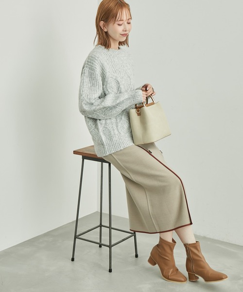 ROPE' PICNIC（ロペピクニック）の「リンクコーデ /エアリーヤーンケーブルニットプルオーバー（ニット/セーター・レディース・ネイビー/ライトグレー/レッド/ブルー・38）」の6枚目の写真