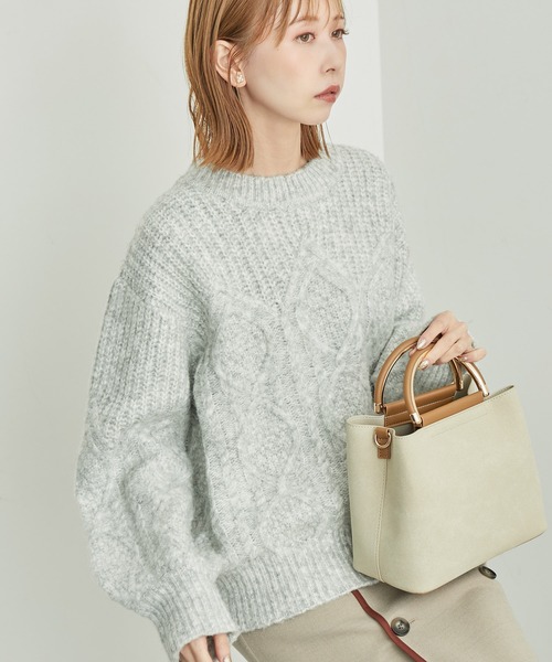 ROPE' PICNIC（ロペピクニック）の「リンクコーデ /エアリーヤーンケーブルニットプルオーバー（ニット/セーター・レディース・ネイビー/ライトグレー/レッド/ブルー・38）」の7枚目の写真