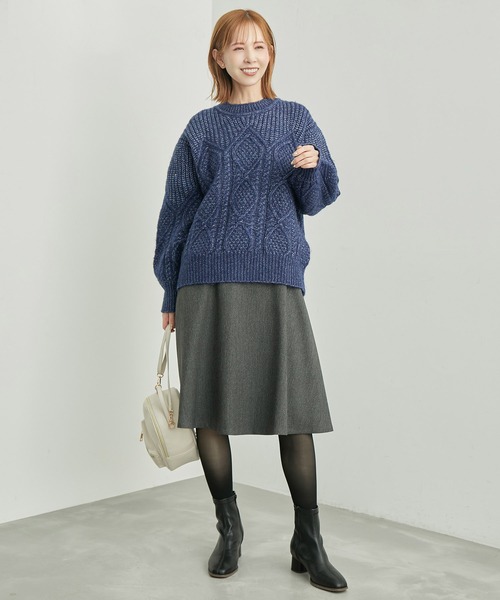 ROPE' PICNIC（ロペピクニック）の「リンクコーデ /エアリーヤーンケーブルニットプルオーバー（ニット/セーター・レディース・ネイビー/ライトグレー/レッド/ブルー・38）」の8枚目の写真