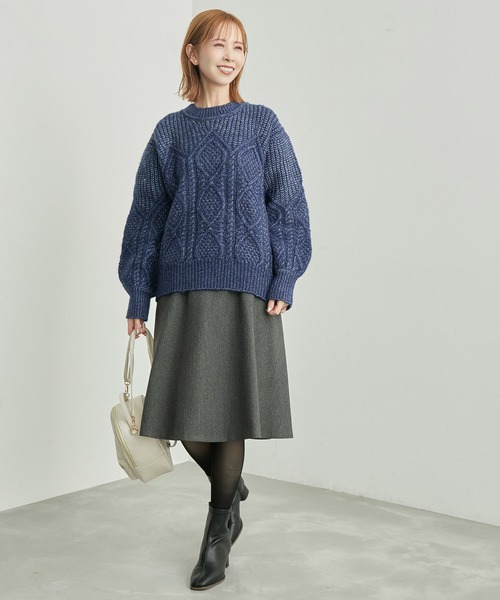 ROPE' PICNIC（ロペピクニック）の「リンクコーデ /エアリーヤーンケーブルニットプルオーバー（ニット/セーター・レディース・ネイビー/ライトグレー/レッド/ブルー・38）」の9枚目の写真