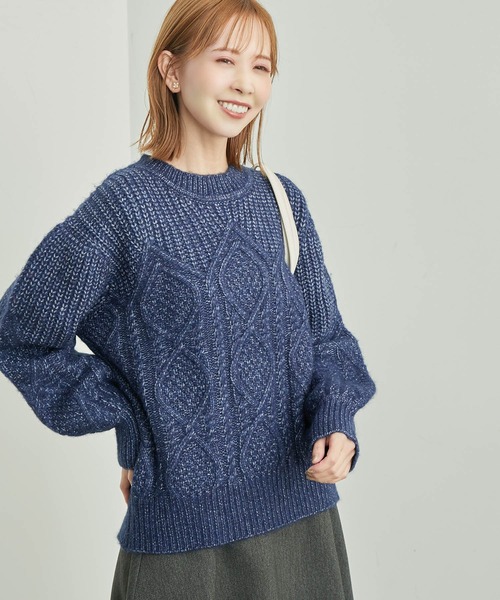 ROPE' PICNIC（ロペピクニック）の「リンクコーデ /エアリーヤーンケーブルニットプルオーバー（ニット/セーター・レディース・ネイビー/ライトグレー/レッド/ブルー・38）」の10枚目の写真