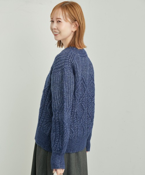 ROPE' PICNIC（ロペピクニック）の「リンクコーデ /エアリーヤーンケーブルニットプルオーバー（ニット/セーター・レディース・ネイビー/ライトグレー/レッド/ブルー・38）」の11枚目の写真