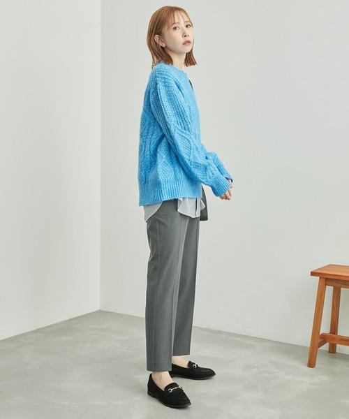 ROPE' PICNIC（ロペピクニック）の「リンクコーデ /エアリーヤーンケーブルニットプルオーバー（ニット/セーター・レディース・ネイビー/ライトグレー/レッド/ブルー・38）」の15枚目の写真