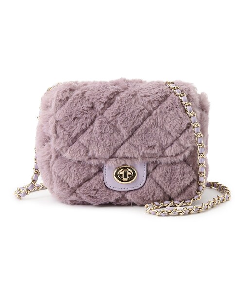 SHOO・LA・RUE（シューラルー）の「◆フェイクファーキルトショルダーバッグ（ショルダーバッグ・レディース・ベージュ/ライトパープル/ブラック・00）」の3枚目の写真