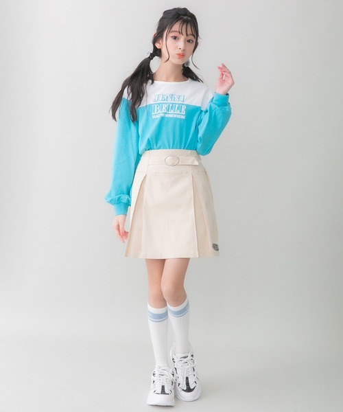 JENNI belle（ジェニィベル）の「【WEB限定】【コットン100％】バイカラーロング丈ロンT（Tシャツ/カットソー・キッズ・サックスブルー/オレンジ/ピンク・140cm/160cm/130cm/150cm）」の6枚目の写真