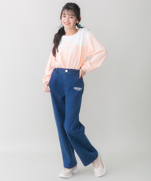 JENNI belle（ジェニィベル）の「【WEB限定】【コットン100％】バイカラーロング丈ロンT（Tシャツ/カットソー・キッズ・サックスブルー/オレンジ/ピンク・140cm/160cm/130cm/150cm）」の14枚目の写真