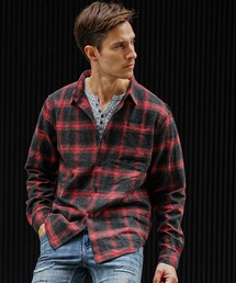 SOMEDIFF | 【SOMEDIFF】ピグメント加工オンブレチェックネルシャツ メンズ ブロックチェック 長袖シャツ ビッグシルエット 秋服(シャツ/ブラウス)