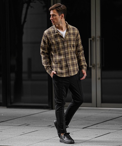 SOMEDIFF】ピグメント加工オンブレチェックネルシャツ メンズ ブロック