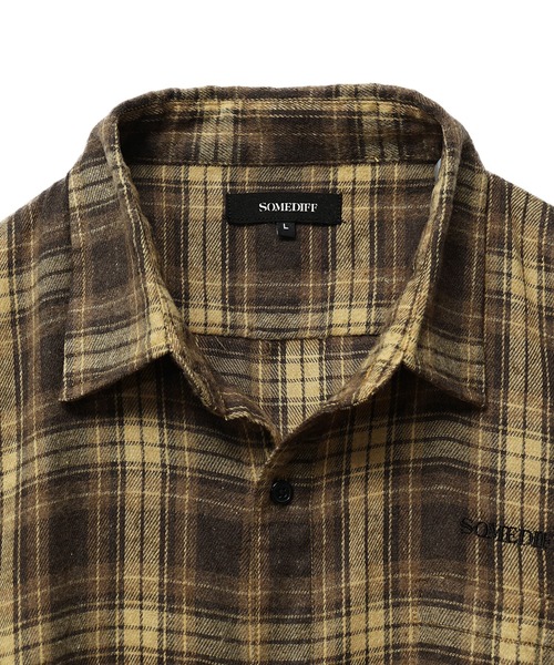 SOMEDIFF】ピグメント加工オンブレチェックネルシャツ メンズ ブロック