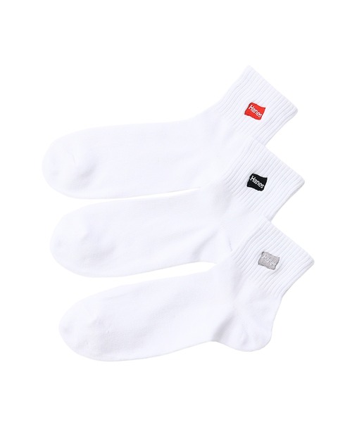 HANES（ヘインズ）の「【Hanes/ヘインズ】メンズ 【3足組】クォーターレングスソックス【ノンパイル】（ソックス/靴下・メンズ・ブラック/ホワイト・SMALL/MEDIUM）」の2枚目の写真