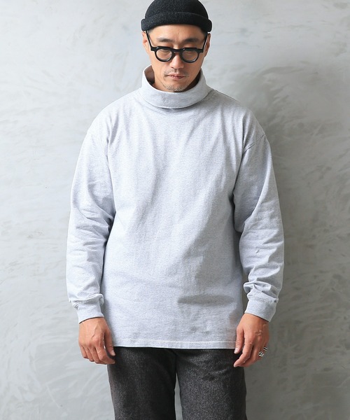 WAIPER.inc（ワイパーインク）の「Good wear USAコットン　タートルネック L/S BIG TEE（Tシャツ/カットソー・メンズ・ブラック/ネイビー/杢グレー/ホワイト/グレイッシュベージュ/チャコールグレー・S/M/L/XL）」の4枚目の写真