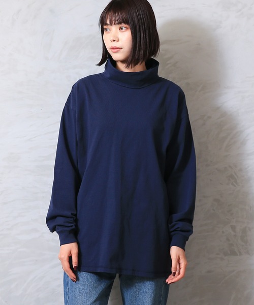 WAIPER.inc（ワイパーインク）の「Good wear USAコットン　タートルネック L/S BIG TEE（Tシャツ/カットソー・メンズ・ブラック/ネイビー/杢グレー/ホワイト/グレイッシュベージュ/チャコールグレー・S/M/L/XL）」の6枚目の写真