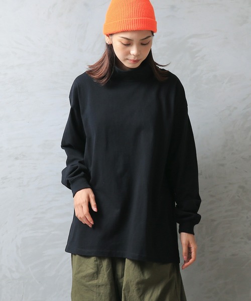 WAIPER.inc（ワイパーインク）の「Good wear USAコットン　タートルネック L/S BIG TEE（Tシャツ/カットソー・メンズ・ブラック/ネイビー/杢グレー/ホワイト/グレイッシュベージュ/チャコールグレー・S/M/L/XL）」の3枚目の写真