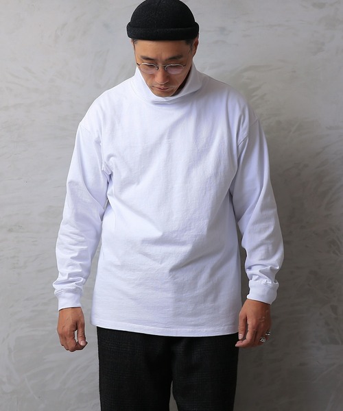 WAIPER.inc（ワイパーインク）の「Good wear USAコットン　タートルネック L/S BIG TEE（Tシャツ/カットソー・メンズ・ブラック/ネイビー/杢グレー/ホワイト/グレイッシュベージュ/チャコールグレー・S/M/L/XL）」の7枚目の写真