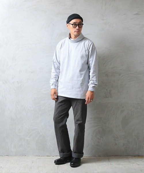WAIPER.inc（ワイパーインク）の「Good wear USAコットン　タートルネック L/S BIG TEE（Tシャツ/カットソー・メンズ・ブラック/ネイビー/杢グレー/ホワイト/グレイッシュベージュ/チャコールグレー・S/M/L/XL）」の14枚目の写真