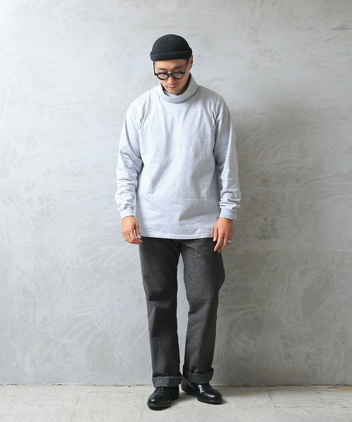 WAIPER.inc（ワイパーインク）の「Good wear USAコットン　タートルネック L/S BIG TEE（Tシャツ/カットソー・メンズ・ブラック/ネイビー/杢グレー/ホワイト/グレイッシュベージュ/チャコールグレー・S/M/L/XL）」の15枚目の写真