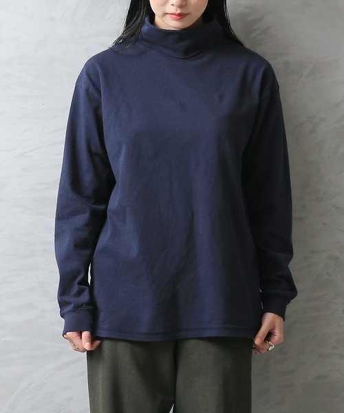 WAIPER.inc（ワイパーインク）の「Good wear USAコットン　タートルネック L/S BIG TEE（Tシャツ/カットソー・メンズ・ブラック/ネイビー/杢グレー/ホワイト/グレイッシュベージュ/チャコールグレー・S/M/L/XL）」の16枚目の写真