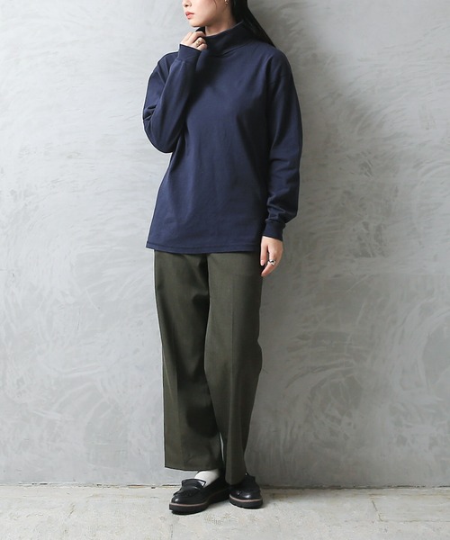 WAIPER.inc（ワイパーインク）の「Good wear USAコットン　タートルネック L/S BIG TEE（Tシャツ/カットソー・メンズ・ブラック/ネイビー/杢グレー/ホワイト/グレイッシュベージュ/チャコールグレー・S/M/L/XL）」の18枚目の写真