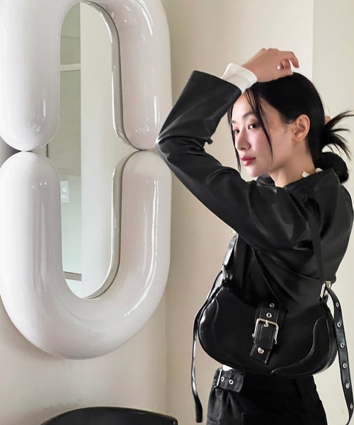 by muni:r（バイ ムニール）の「クロップドライダースジャケット（ライダースジャケット・レディース・ブラウン/ブラック・FREE）」の19枚目の写真