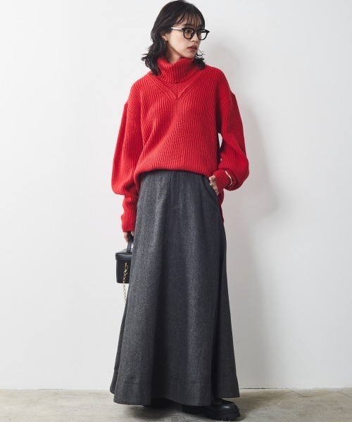 CHIC STYLE（シックスタイル）の「 ツイードフレアマキシスカート ＜大きいサイズ有＞シックスタイル（スカート・レディース・ブラウン系/グレー系・M/L/LL/3L/4L/5L）」の8枚目の写真