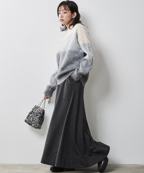 CHIC STYLE（シックスタイル）の「 ツイードフレアマキシスカート ＜大きいサイズ有＞シックスタイル（スカート・レディース・ブラウン系/グレー系・M/L/LL/3L/4L/5L）」の12枚目の写真