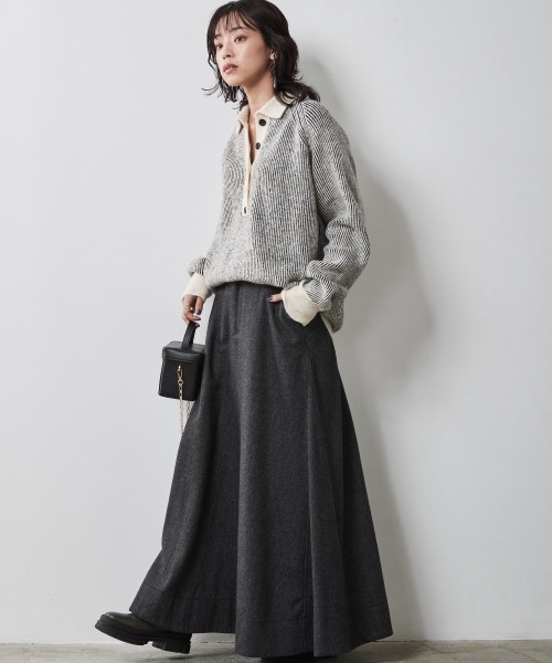 CHIC STYLE（シックスタイル）の「 ツイードフレアマキシスカート ＜大きいサイズ有＞シックスタイル（スカート・レディース・ブラウン系/グレー系・M/L/LL/3L/4L/5L）」の14枚目の写真