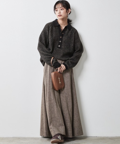 CHIC STYLE（シックスタイル）の「 ツイードフレアマキシスカート ＜大きいサイズ有＞シックスタイル（スカート・レディース・ブラウン系/グレー系・M/L/LL/3L/4L/5L）」の5枚目の写真