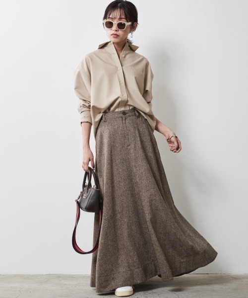 CHIC STYLE（シックスタイル）の「 ツイードフレアマキシスカート ＜大きいサイズ有＞シックスタイル（スカート・レディース・ブラウン系/グレー系・M/L/LL/3L/4L/5L）」の9枚目の写真