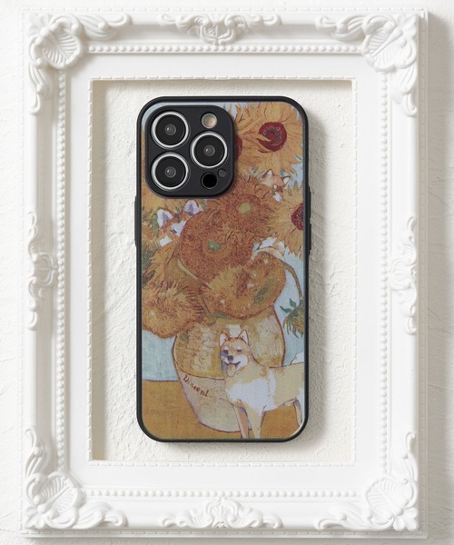 セール】iPhoneケース カバー 名画にまぎれるワンコたち 犬