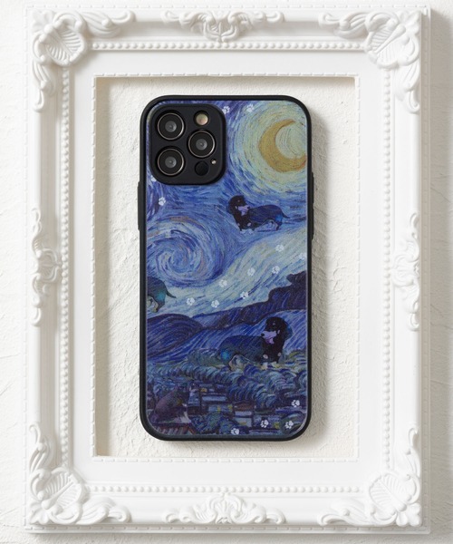 セール】iPhoneケース カバー 名画にまぎれるワンコたち 犬デザイン