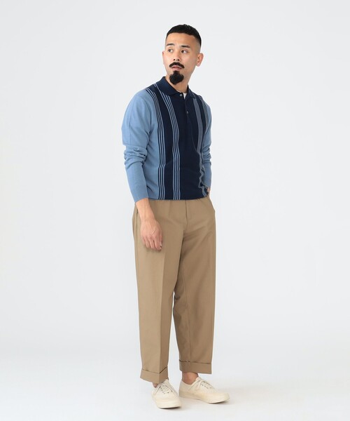 BEAMS PLUS（ビームスプラス）の「BEAMS PLUS / 12ゲージ ストライプ ニット ポロシャツ（ポロシャツ・メンズ・オフホワイト/ブルー/イエロー・L/S/M/XL）」の6枚目の写真