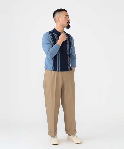 BEAMS PLUS（ビームスプラス）の「BEAMS PLUS / 12ゲージ ストライプ ニット ポロシャツ（ポロシャツ・メンズ・オフホワイト/ブルー/イエロー・L/S/M/XL）」の7枚目の写真