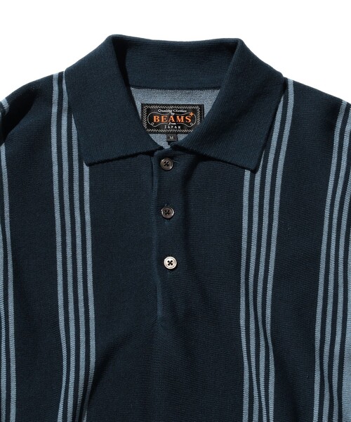 「新品」 BEAMS PLUS ストライプ ニット ポロシャツ BEAMS PLUS（ビームスプラス）の「BEAMS PLUS / 12ゲージ